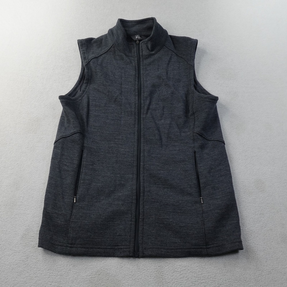 ibex Merino Wool Vest Womens Medium Gray Full Zip Knit Outdoor Layer Zque